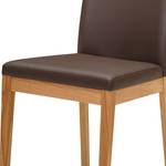 Gestoffeerde stoel Roberto I (set van 2) kunstleer/massief kernbeukenhout - donkerbruin/kernbeukenhout