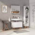 Set di 3 mobili da bagno LINDHOLM B Rovere parzialmente massello - Bianco