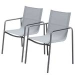 Sedia da giardino Amado (set da 2) Bianco - Metallo - Tessile - 60 x 86 x 59 cm