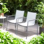 Chaises de jardin Amado (lot de 2) Acier inoxydable / Tissage à plat - Blanc