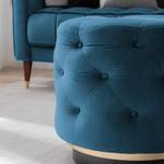 Gestoffeerde hocker Redmond I fluweel - Velours Ravi: Marineblauw