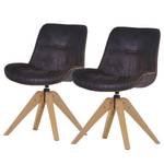 Gestoffeerde stoelen Wilbur (set van 2) microvezel/massief eikenhout - Vintage zwart