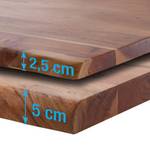 Massiver Baumkanten-Esstisch KAPRA Akazie Braun - 160 x 90 cm - Silber - Trapezförmig - Tischplattenstärke: 2.5 cm