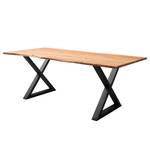 Table en bois massif KAPRA Acacia brun - 160 x 90 cm - Noir - Forme en X - Épaisseur plateau : 2.5 cm