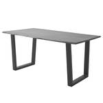 Tavolo in legno massello KAPRA Acacia Grigio - 160 x 90 cm - Nero - Trapezoidale - Spessore del piano del tavolo: 2.5 cm