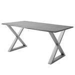 Tavolo in legno massello KAPRA Acacia Grigio - 160 x 90 cm - Argento - X-forma - Spessore del piano del tavolo: 2.5 cm