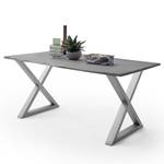 Tavolo in legno massello KAPRA Acacia Grigio - 160 x 90 cm - Argento - X-forma - Spessore del piano del tavolo: 2.5 cm