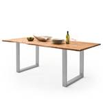 Houten eettafel met boomrand KAPRA Bruin acaciahout - 180 x 90 cm - Zilver - U-vorm -  Hoogte tafelblad: 2.5 cm