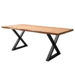 Table en bois massif KAPRA Acacia brun - 180 x 90 cm - Noir - Forme en X - Épaisseur plateau : 5 cm