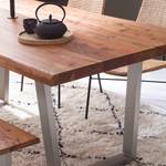 Table en bois massif KAPRA Acacia brun - 200 x 100 cm - Argenté - Trapézoïdal - Épaisseur plateau : 5 cm