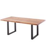 Table en bois massif KAPRA Acacia brun - 200 x 100 cm - Noir - Forme en U - Épaisseur plateau : 5 cm