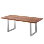 Houten eettafel met boomrand KAPRA Bruin acaciahout - 200 x 100 cm - Zilver - U-vorm -  Hoogte tafelblad: 5 cm