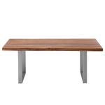 Table en bois massif KAPRA Acacia brun - 200 x 100 cm - Argenté - Forme en U - Épaisseur plateau : 5 cm