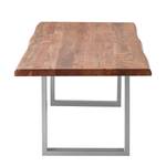 Houten eettafel met boomrand KAPRA Bruin acaciahout - 200 x 100 cm - Zilver - U-vorm -  Hoogte tafelblad: 5 cm