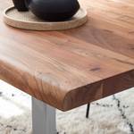 Houten eettafel met boomrand KAPRA Bruin acaciahout - 200 x 100 cm - Zilver - U-vorm -  Hoogte tafelblad: 5 cm