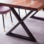 Tavolo in legno massello KAPRA Acacia Marrone - 200 x 100 cm - Vintage Metal - X-forma - Spessore del piano del tavolo: 5 cm