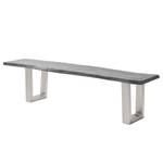 Banc en bois massif KAPRA Acacia Gris - Largeur : 140 cm - Argenté - Trapézoïdal