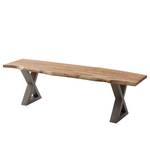 Banc en bois massif KAPRA Acacia brun - Largeur : 160 cm - Argenté - Forme en X