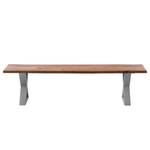 Banc en bois massif KAPRA Acacia brun - Largeur : 180 cm - Argenté - Forme en X