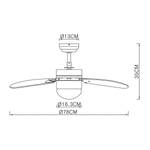 Plafonnier ventilateur Rivaldo II Verre opalin / Fer - 1 ampoule