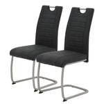 Chaise cantilever Wisches Microfibre / Acier inoxydable - Anthracite - Lot de 2