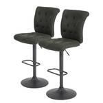 Chaises de bar Grilly (lot de 2) Microfibre / Acier - Limon vintage / Anthracite