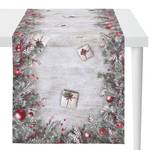 Chemin de table 3611 Coton - Gris / Rouge