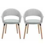 Chaises capitonnées Dienne (lot de 2) Matière plastique et imitation cuir/ Chêne massif - Gris clair /  Chêne