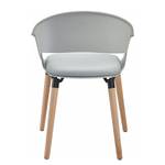 Chaises capitonnées Dienne (lot de 2) Matière plastique et imitation cuir/ Chêne massif - Gris clair /  Chêne