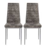 Chaises capitonnées Orelle II (lot de 2) Microfibre / Fer - Gris