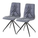 Gestoffeerde stoelen Gergy (set van 2) kunstleer/ijzer - duifgrijs/zwart