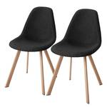 Eetkamerstoelen Villars (set van 2) geweven stof/ijzer - Zwart