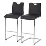 Chaises de bar Nevia (lot de 2) Imitation cuir / Fer - Noir / Chrome