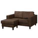 Ecksofa MAISON 1-Sitzer mit Longchair Mischgewebe Xia: Dunkelbraun - Longchair davorstehend links