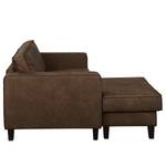 Ecksofa MAISON 1-Sitzer mit Longchair Mischgewebe Xia: Dunkelbraun - Longchair davorstehend links