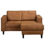 Ecksofa MAISON 1-Sitzer mit Longchair Antiklederlook - Mischgewebe Xia: Cognac - Longchair davorstehend rechts