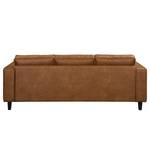 Ecksofa MAISON 2-Sitzer mit Longchair Antiklederlook - Mischgewebe Xia: Cognac - Longchair davorstehend rechts