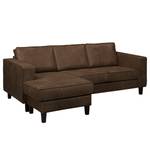 Ecksofa MAISON 2-Sitzer mit Longchair Webstoff - Mischgewebe Xia: Dunkelbraun - Longchair davorstehend links