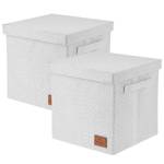 Boîte de rangement ChrissCross I Carton / Polyester - Blanc