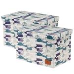 Aufbewahrungsbox Aquarell II (2er-Set) Kartonage / Polyester - Mehrfarbig - 34 x 23 cm