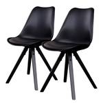 Chaises Trebes I (lot de 2) Matière plastique / Hévéa massif - Noir / Hévéa