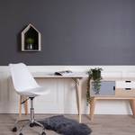 Bureau Loulay MDF/massief rubberboomhout - Wit/rubberboomhout