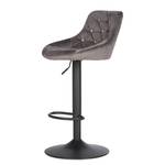 Chaises de bar Poisy (lot de 2) Velours / Fer - Gris / Noir