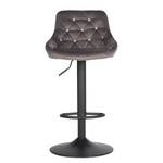 Chaises de bar Poisy (lot de 2) Velours / Fer - Gris / Noir