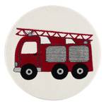 Tapis enfant rond Camion de pompier Fibres synthétiques - Rouge / Crème