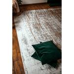 Laagpolig vloerkleed Griff katoen/polyester - Wit/goudkleurig - 140 x 200 cm