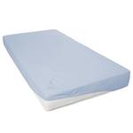 Drap-housse en peluche Sotta Coton / Polyester - Bleu ciel cannelure fine - 100 x 200 cm