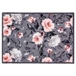 Fußmatte Pure und Soft Blumen Kunstfaser - Grau / Rosa