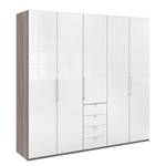 Armoire à portes pliantes Loft VI Imitation chêne truffier / Verre Blanc - Hauteur : 236 cm