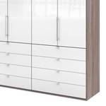 Vouwdeurkast Loft II Truffeleikenhouten look/Wit glas - 200 x 236 cm